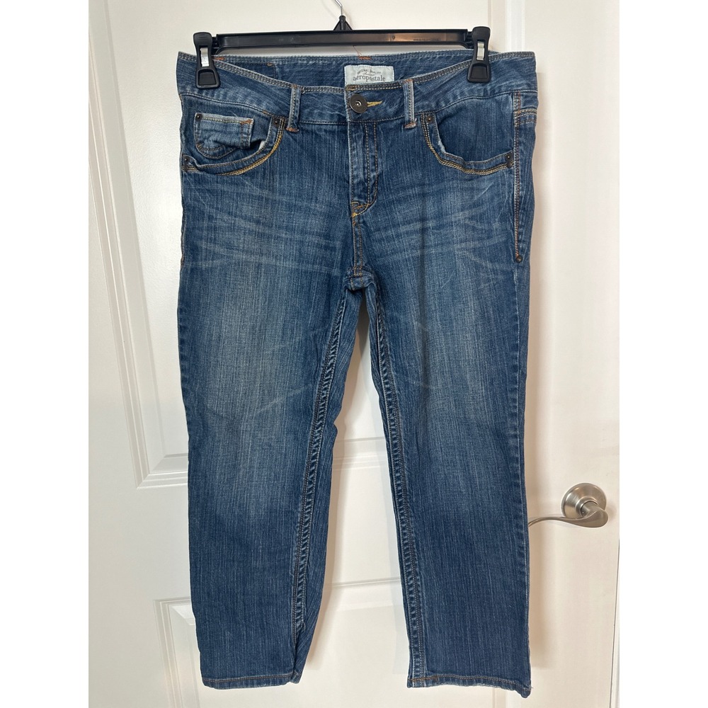 Aeropostale Womens Medium Wash Cropped Capri Jeans Size 11/12 Stretch Denim